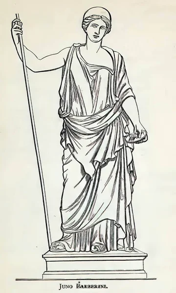 Juno Istennő Századi Metszetének Illusztrációja — Stock Fotó