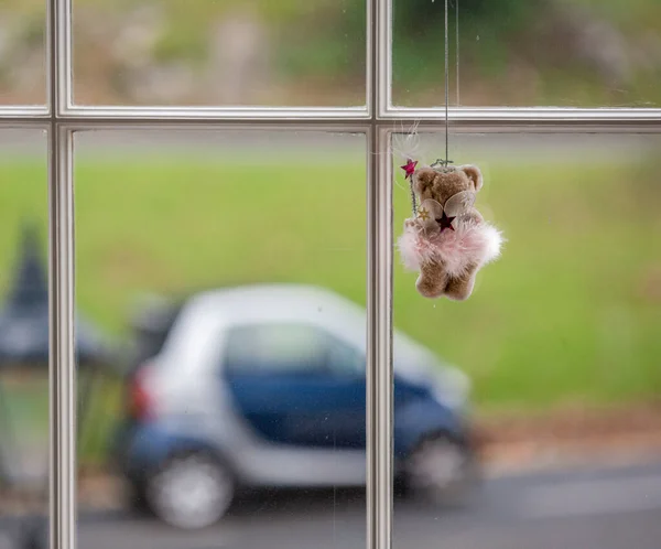 Closeup Shot Fairy Bear Trinket Hanging Window — Stock Photo, Image
