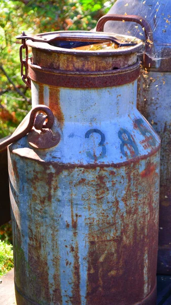 Vertical Shot Milk Canisters Old Times Sweden — Stock Photo, Image