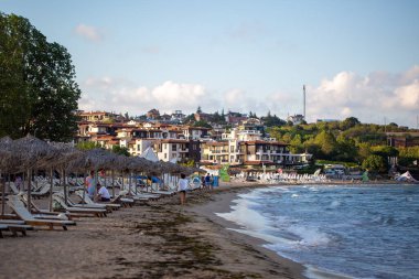 Bulgaristan 'ın Sozopol kentinde güzel bir plaj görüntüsü