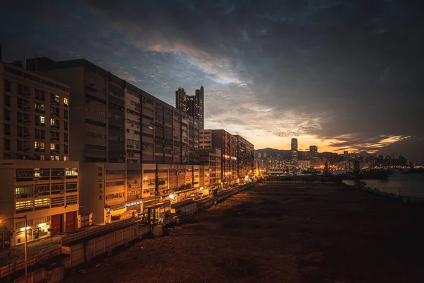 Beautiful View Buildings Yau Tong Hong Kong Sunset — Stock Photo, Image