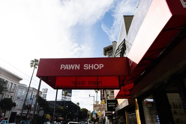Ein Rotes Zeichen Des Pawn Shop San Francisco Kalifornien Usa — Stockfoto
