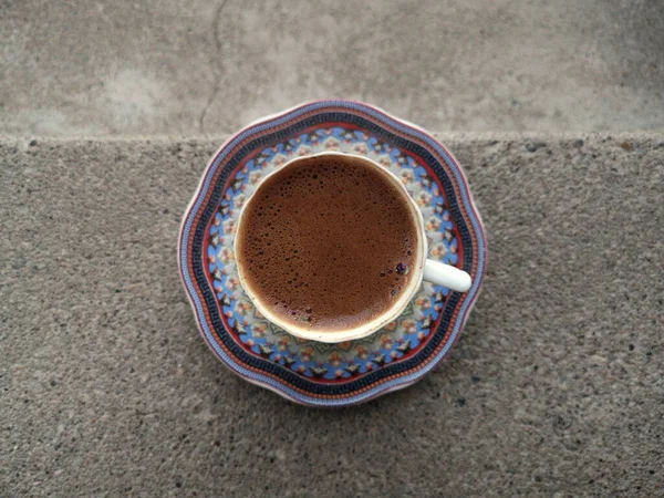 Top View Cup Coffee Stone Ground — Stock Photo, Image