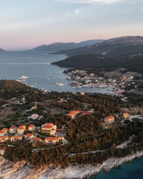 Eine Luftaufnahme Des Fiskardo Sommers Griechenland — Stockfoto