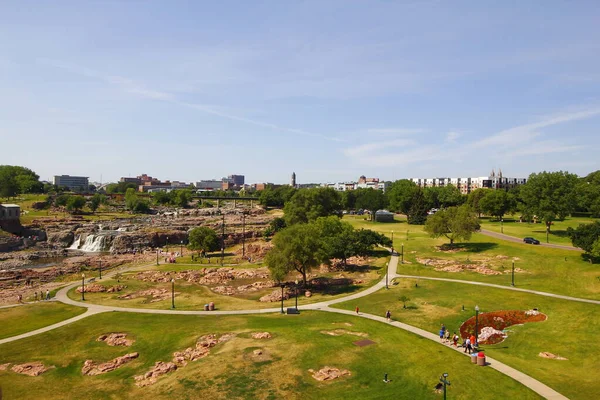 Beautiful View Falls Park Sioux Usa Sunny Bright Day — Stock Photo, Image