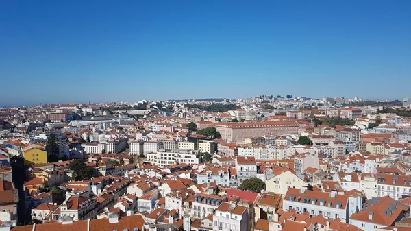 Panoramautsikt Över Stadsbilden Med Byggnader Med Röda Tak Lissabon Portugal — Stockfoto