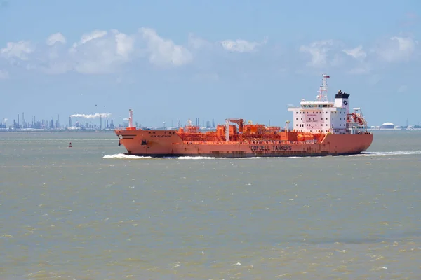 Chemical Tanker Bow Platinum Departing Houston Texas Chemical Tanker Navigating — Stock Photo, Image
