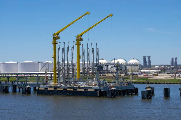 Hafen Von Houston Industrieöl Chemikalienlagertanks Chemikalien Terminal Ladearme — Stockfoto