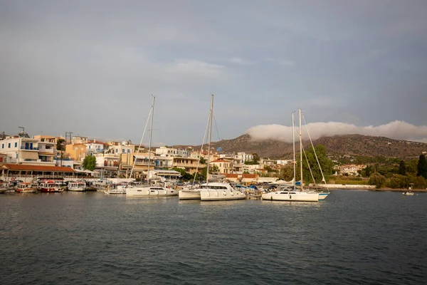 Beau Cliché Port Plein Yachts Autres Bateaux Hydra Island Athness — Photo