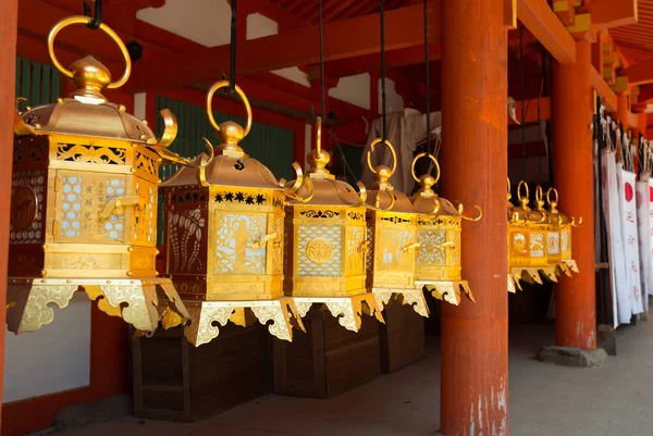 Closeup Shot Golden Lanterns Japan — Stock Photo, Image