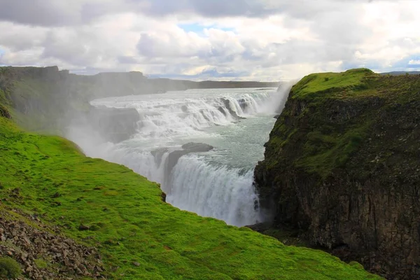 Cascade Gullfoss Été Islande — Photo