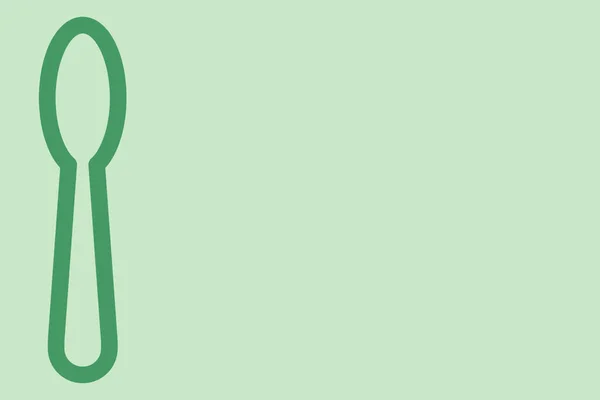 Зеленый Фон Иконкой Ложки Слева Копировальным Пространством — стоковое фото