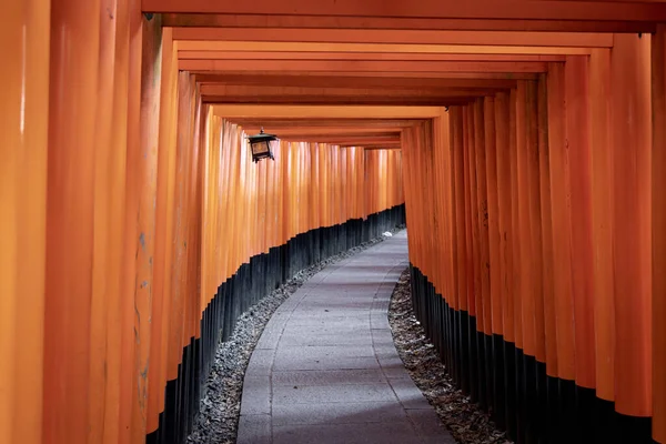 Une Vue Une Route Asphaltée Avec Des Piliers Japonais Orange — Photo