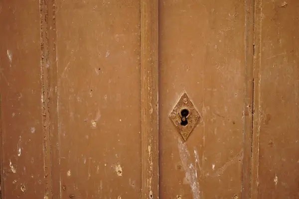 Primo Piano Una Porta Legno Con Una Serratura — Foto Stock