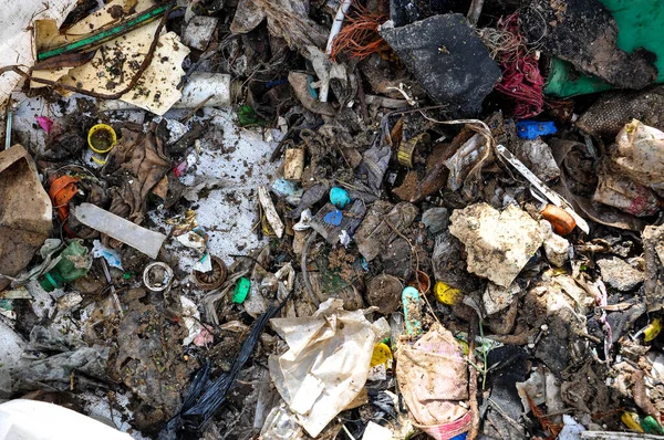 Close Pilha Lixo Lixo Extraído Rio Paraná Durante Dia Limpeza — Fotografia de Stock