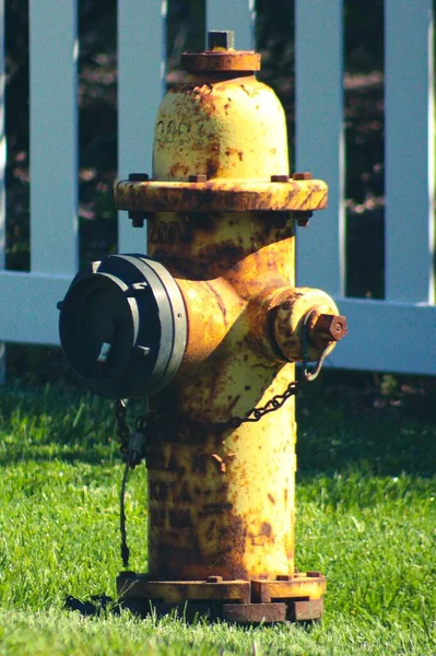 Die Vertikale Aufnahme Eines Gelben Feuerhydranten Auf Der Straße — Stockfoto