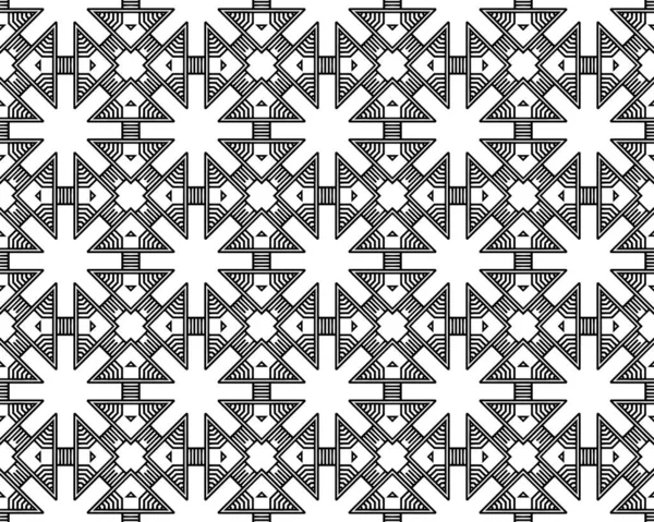 黒と白の幾何学的形状のシームレスなタイルパターンの背景のイラスト — ストック写真