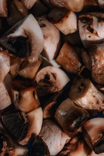 一片垂直拍摄的可食蘑菇片 — 图库照片