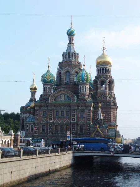 Disparo Vertical Iglesia Del Salvador Sobre Sangre Derramada Rusia —  Fotos de Stock