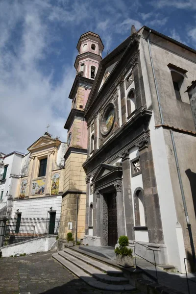 San Giovanni Battista Katedrali Nin Cephesinin Dikey Bir Görüntüsü Vietri — Stok fotoğraf