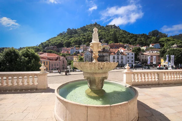 Fontänen Framför Nationalpalatset Sintra Portugal — Stockfoto