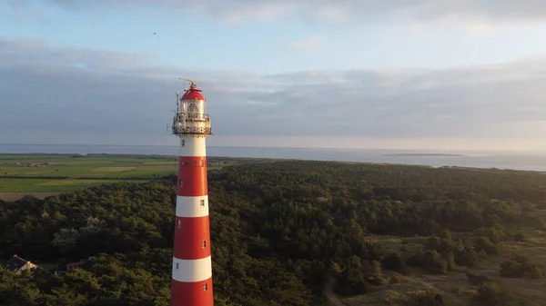 Beautiful View Bornrif Lighthouse Countryside Ameland Netherlands Cloudy Sky — Stock Photo, Image