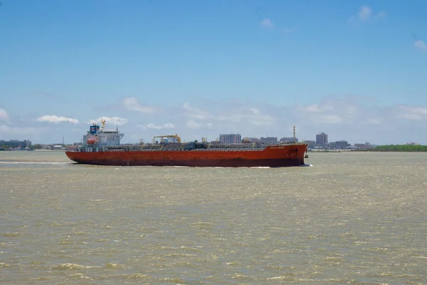 Chemical Tanker Brillante Arriving Houston Texas Chemical Tanker Navigating Houston — Stock Photo, Image