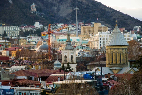 Kilátás Tbiliszi Óvárosára Városközpontjára Grúzia — Stock Fotó