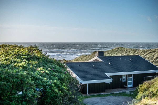 Exterior View Summer House Denmark North Sea Blue Sky Sunny — Stock Photo, Image