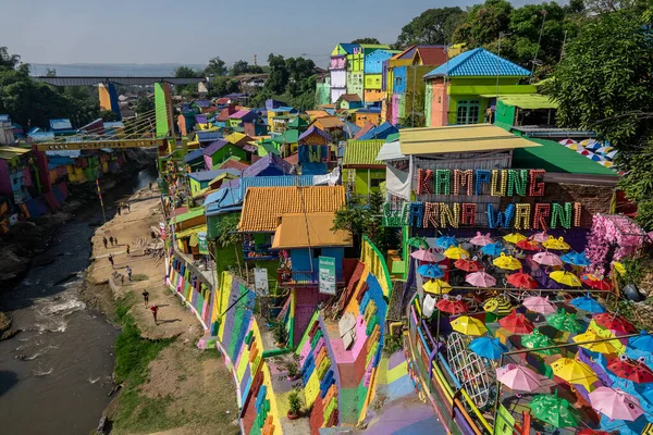 Aerial View Vibrant Colorful Famous Area River Malang Indonesia — Stock Photo, Image