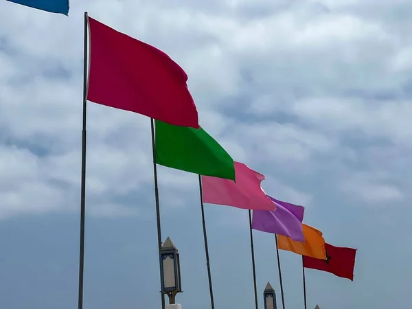 Many Flags Fluttering Coast — Fotografia de Stock