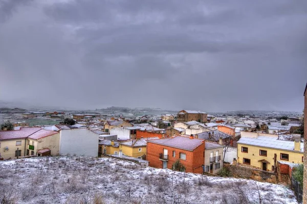 Panoramic Photography Snow Filled Cuenca Town Cold Winter Day — Stock Photo, Image