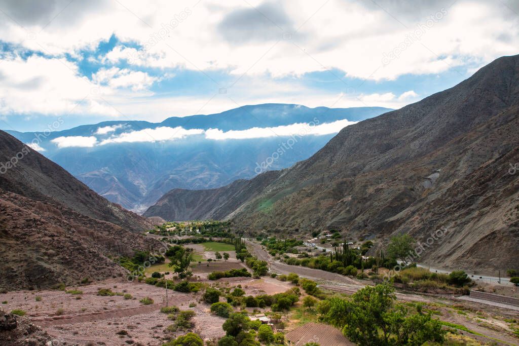 A landscape view of the canyons and trees.Tucuman, Jujuy, Argentina