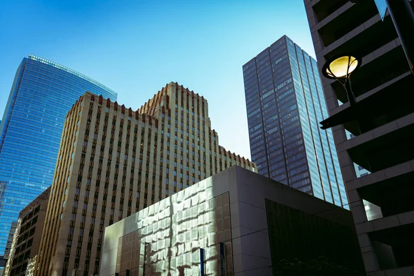Eine Flache Aufnahme Moderner Bürogebäude Sonnenlicht Houston Usa — Stockfoto