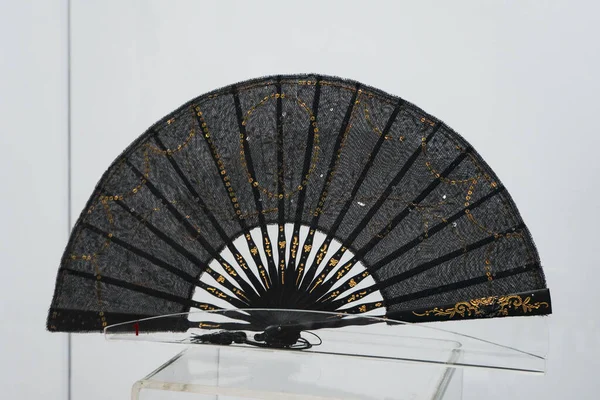 Closeup Black Fan Historical Pieces Museum Iasi Romania — Stock Photo, Image