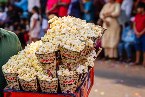 Papperslådor Med Circus Popcorn Vid Ett Evenemang Goa Indien — Stockfoto