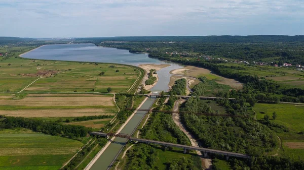 Una Vista Aérea Del Hermoso Lago Valcelele Rumania —  Fotos de Stock