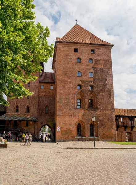 Entrée Tour Allée Extérieure Vue Intérieur Château Malbork Pologne — Photo