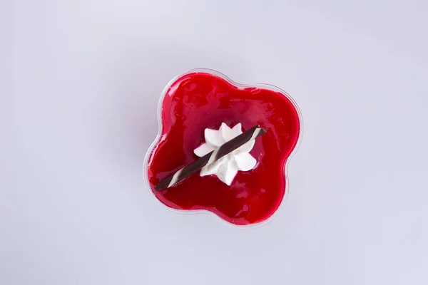 Closeup Pink Panna Cotta White Background — Stock Photo, Image