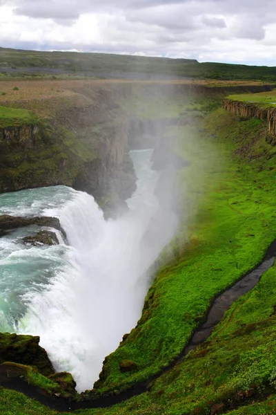 Gullfoss Wasserfall Sommer Island — Stockfoto