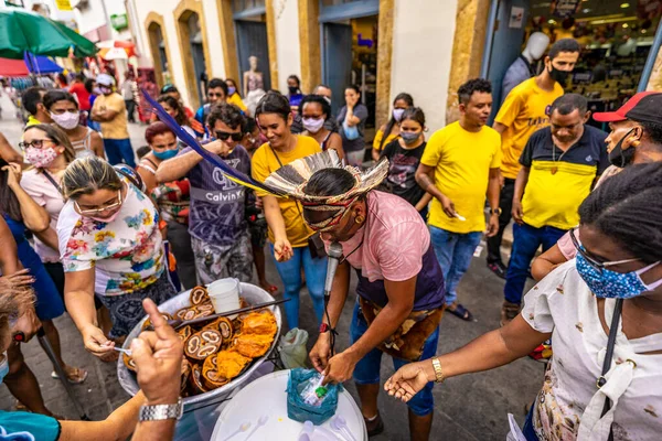 Shot People Making Street Food Local Supermarket North Brazil — Stock Photo, Image