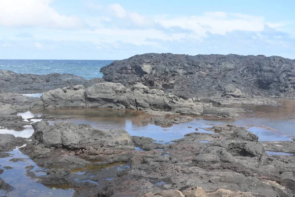 Beau Plan Rochers Marées Sur Côte Maui Hawaï — Photo