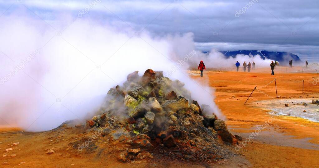 Hverir geothermal park near Myvatn lake, Iceland