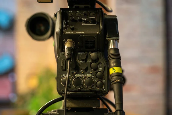 Eine Selektive Fokusaufnahme Der Manuellen Konfigurationstasten Der Broadcast Kamera — Stockfoto