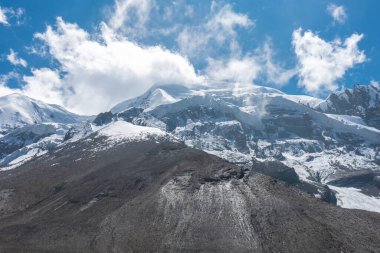 Himalaya Dağları 'nın karla kaplı güzel bir görüntüsü.