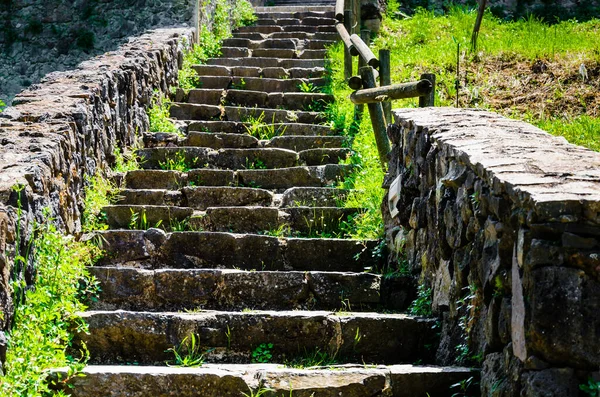 Mittelalterliche Treppe Zur Stadt Santa Pau Garrotxa Girona — Stockfoto