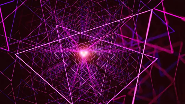 Sci Techno Hallway Rendering Purple Prism Lights Small Heart Shaped — Stock Photo, Image