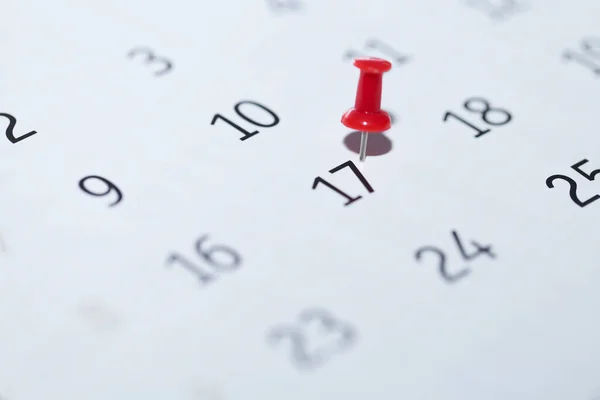 Uno Spillo Rosso Giorno Del Mese Calendario — Foto Stock