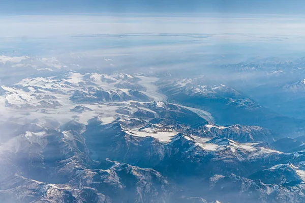 Die Schöne Luftlandschaft Mit Bergen Blick Aus Einem Flugzeug Canada — Stockfoto