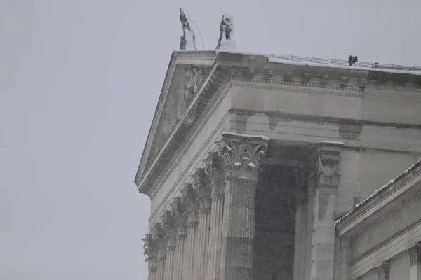 Histórica Plaza Konigsplatz Cubierta Nieve Munich Alemania —  Fotos de Stock